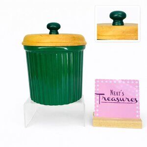 Preferred Stock SOLID GREEN Wooden Rubber Seal Lid Stoneware Large Canister Jar